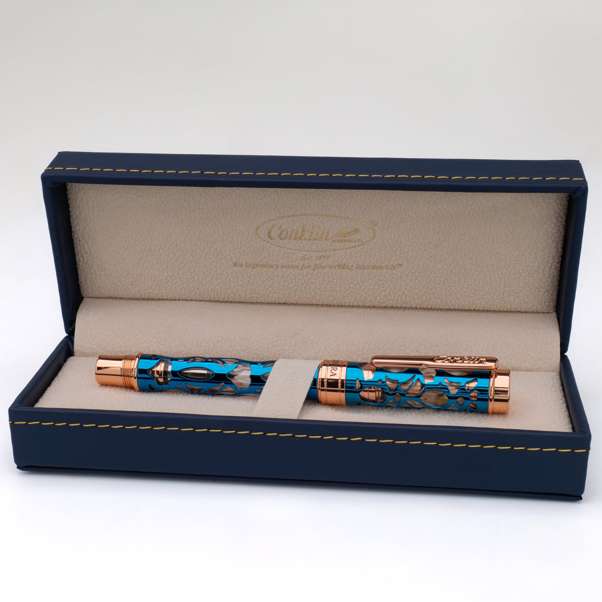 Conklin Endura Deco Crest Fountain Pen Demo/Blue/Rosegold