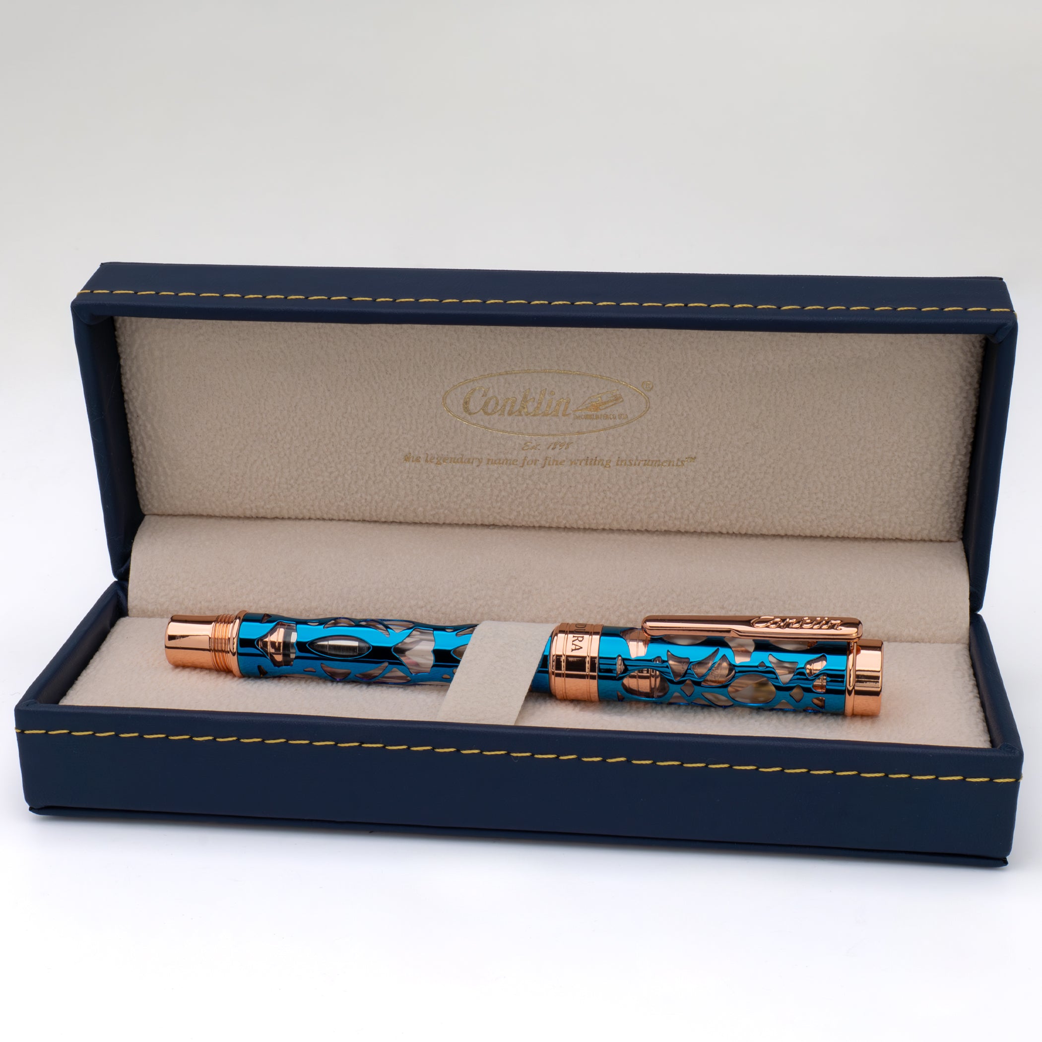 Conklin Endura Deco Crest Fountain Pen Demo/Blue/Rosegold