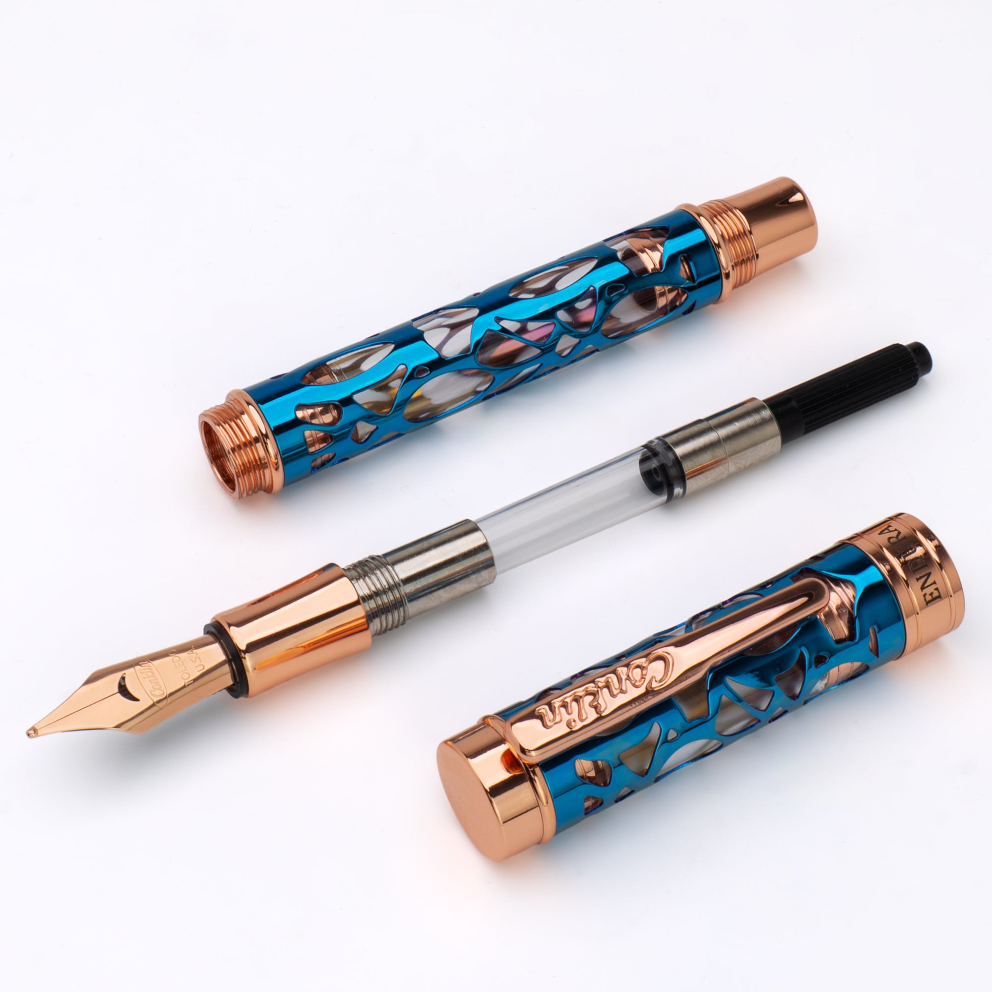 Conklin Endura Deco Crest Fountain Pen Demo/Blue/Rosegold