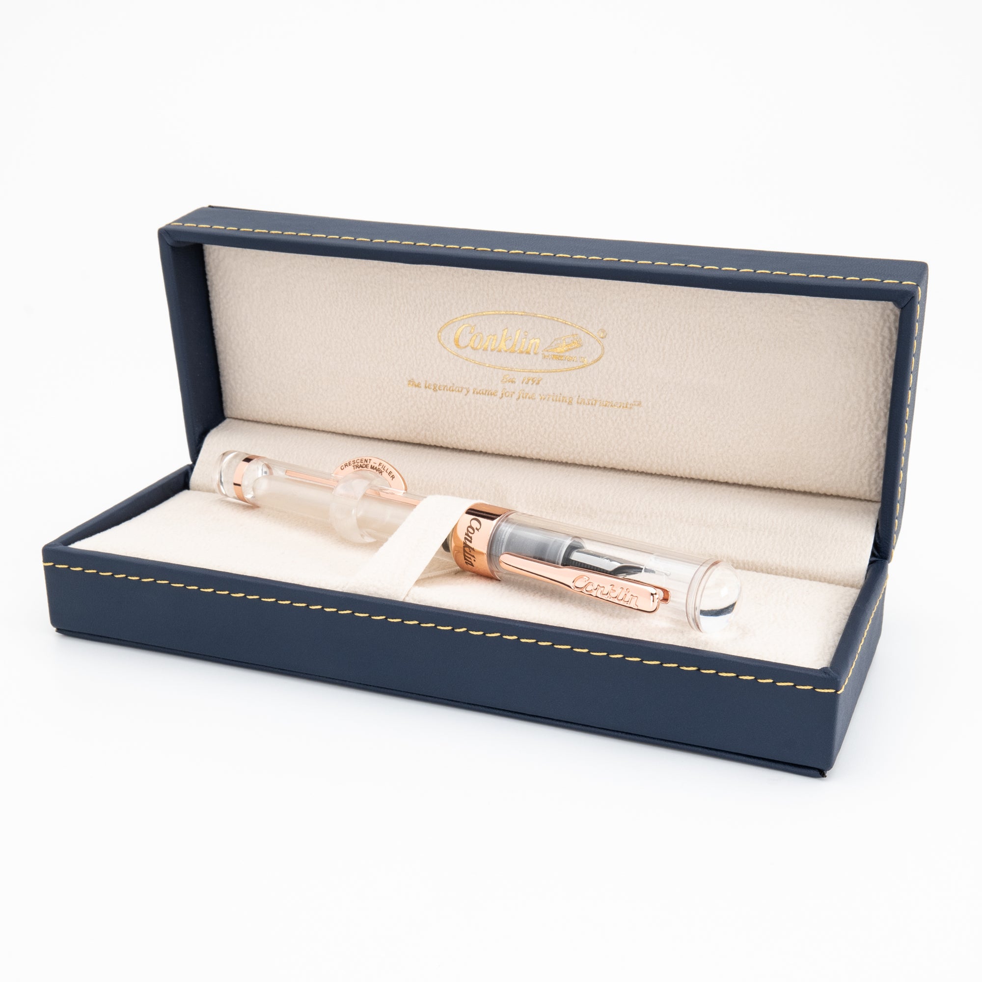 Conklin Mark Twain Demo Crescent Limited Edition Fountain Pen With Rose Gold Trim w/ JoWo Nib