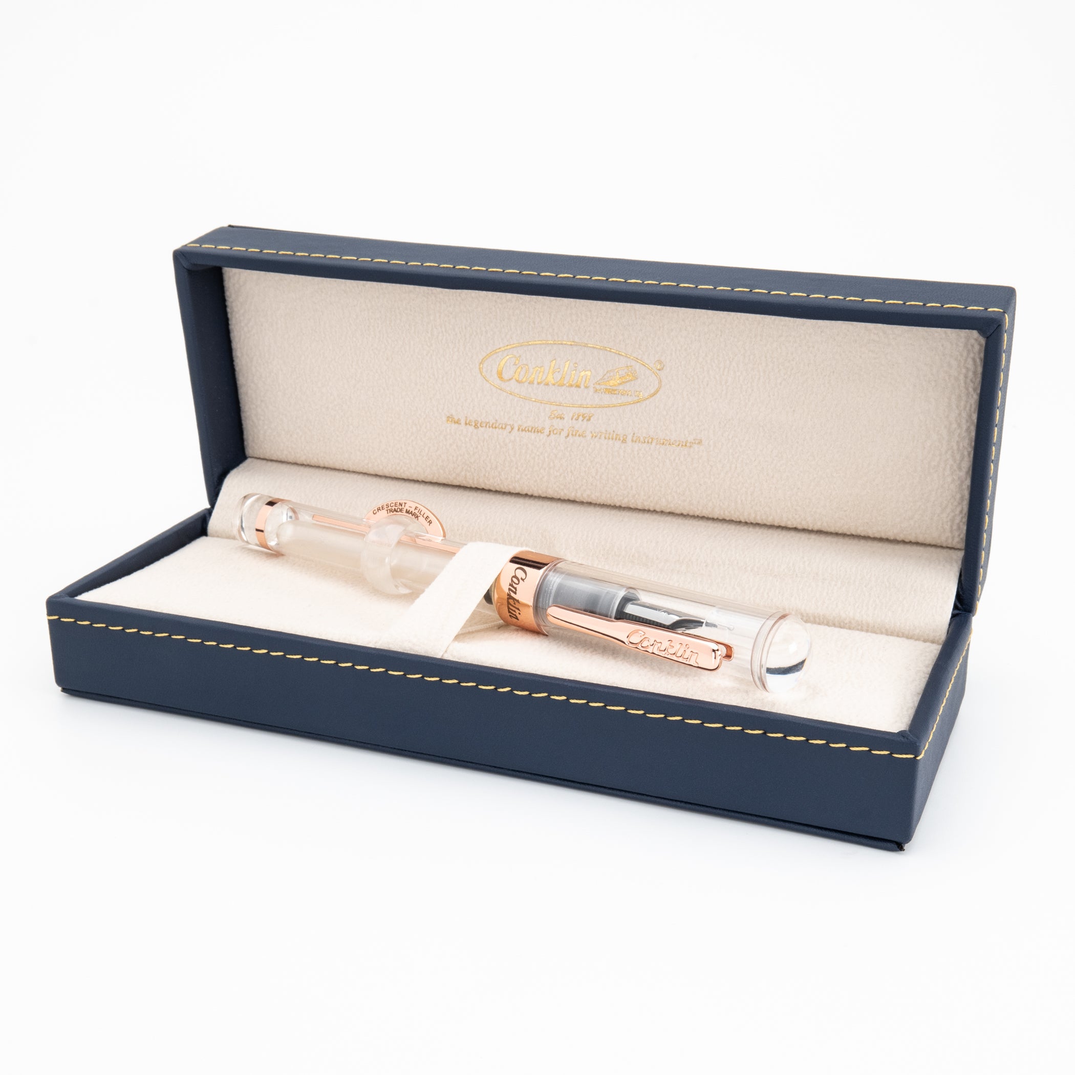 Conklin Mark Twain Demo Crescent Limited Edition Fountain Pen With Rose Gold Trim w/ JoWo Nib