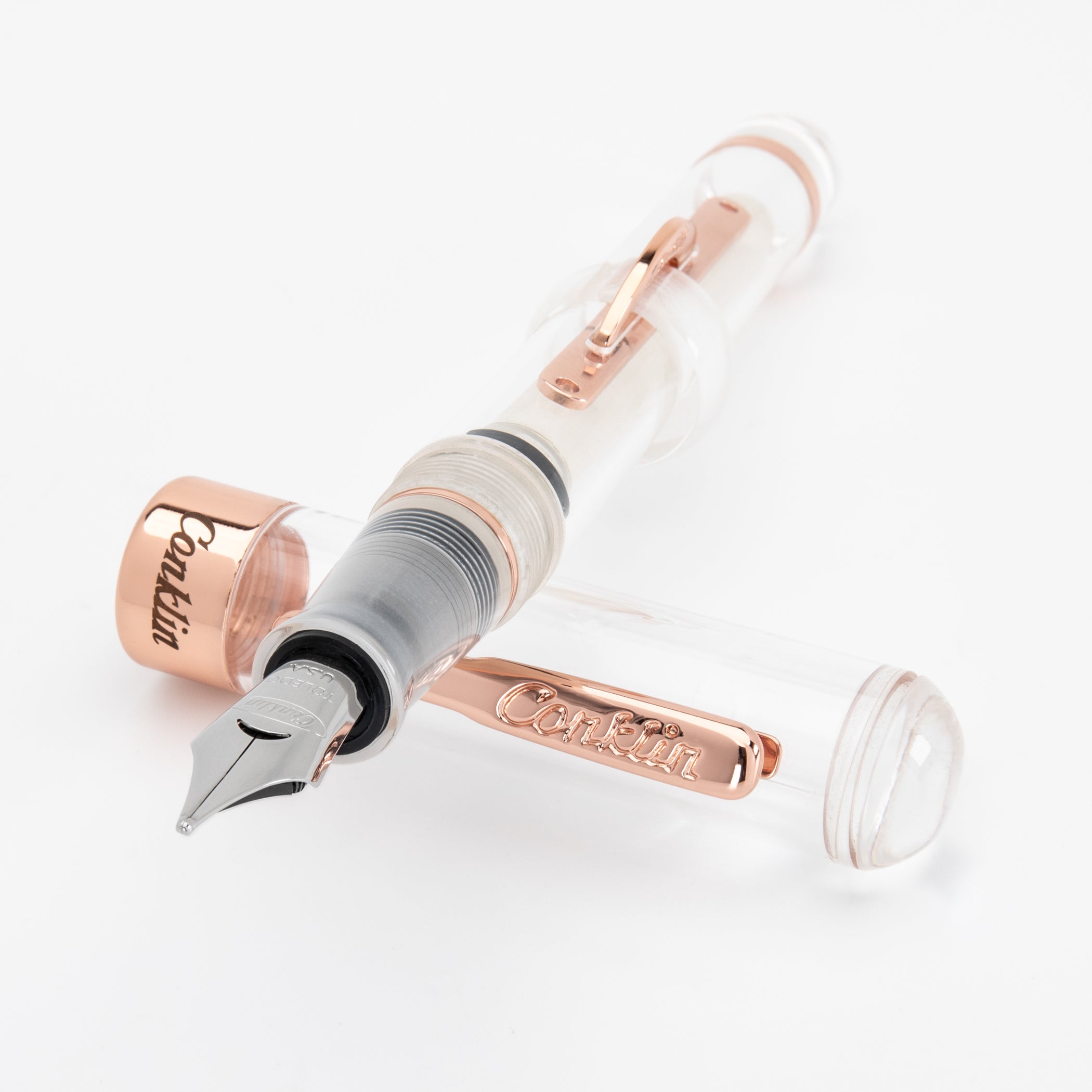 Conklin Mark Twain Demo Crescent Limited Edition Fountain Pen With Rose Gold Trim w/ JoWo Nib