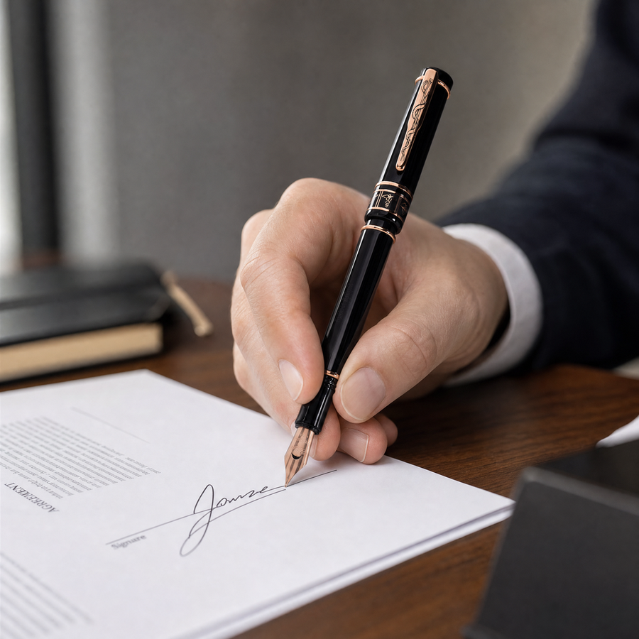 Conklin fountain pen used as a signature tool for professional writing, personal notes, and important documents