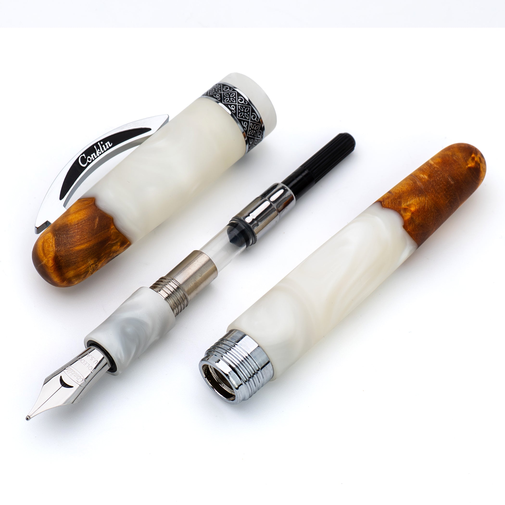 Conklin 1898 Limited Edition Spectra Fusion Fountain Pen White Chrome