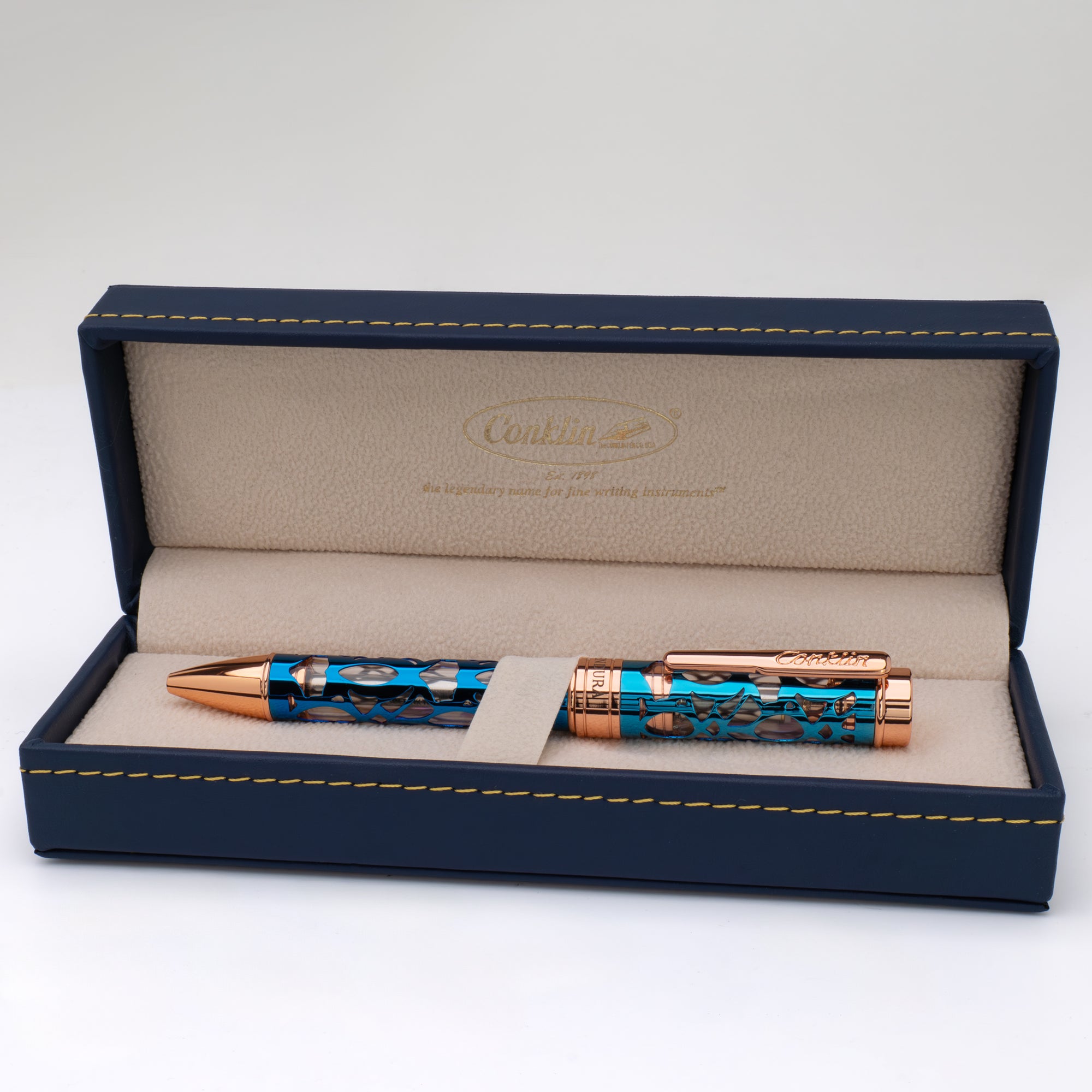 Conklin Endura Deco Crest Ballpoint Pen Demo/Blue/Rosegold