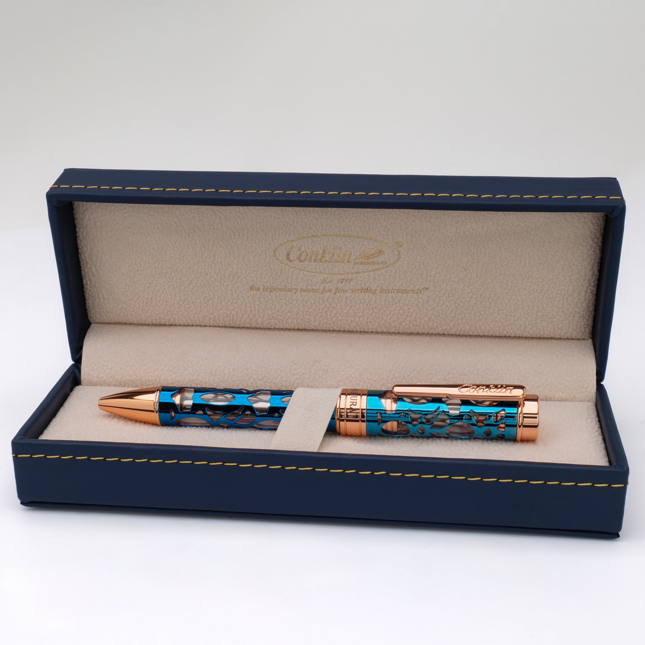 Conklin Endura Deco Crest Ballpoint Pen Demo/Blue/Rosegold
