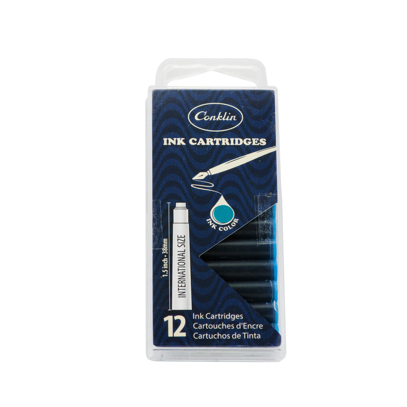 Conklin 12pc Ink Cartridge Turquoise