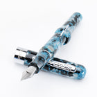Conklin Mark Twain Crescent Filler Fountain Pen Blue Array w/ Chrome Trim w/JoWo Nib