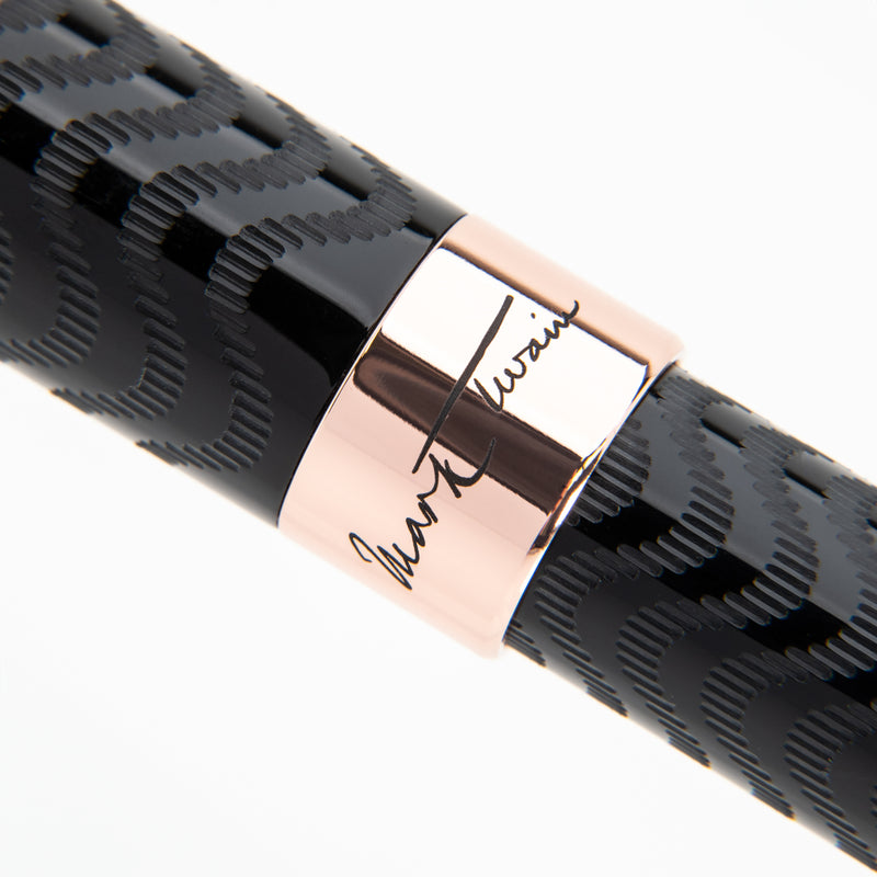 Conklin Mark Twain Crescent Filler Fountain Pen - Black w/ Rose Gold trim w/ JoWo Nib