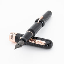 Conklin Mark Twain Crescent Filler Fountain Pen - Black w/ Rose Gold trim w/ JoWo Nib