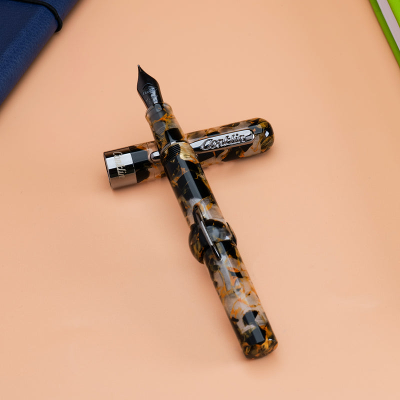 Conklin Mark Twain Crescent Filler Fountain Pen Orange Medley w/ Gunmetal Trim w/JoWo Nib