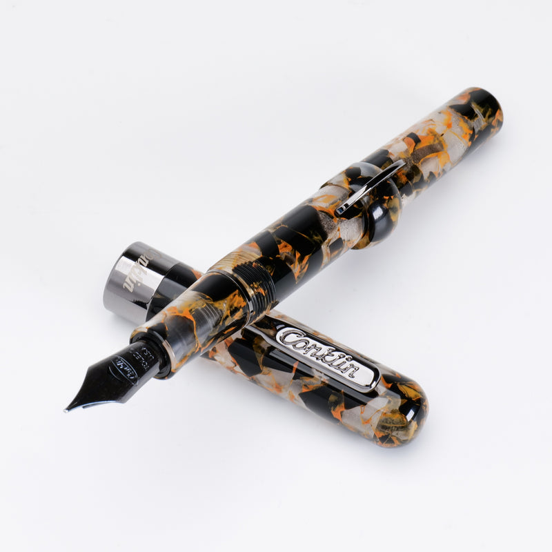 Conklin Mark Twain Crescent Filler Fountain Pen Orange Medley w/ Gunmetal Trim w/JoWo Nib
