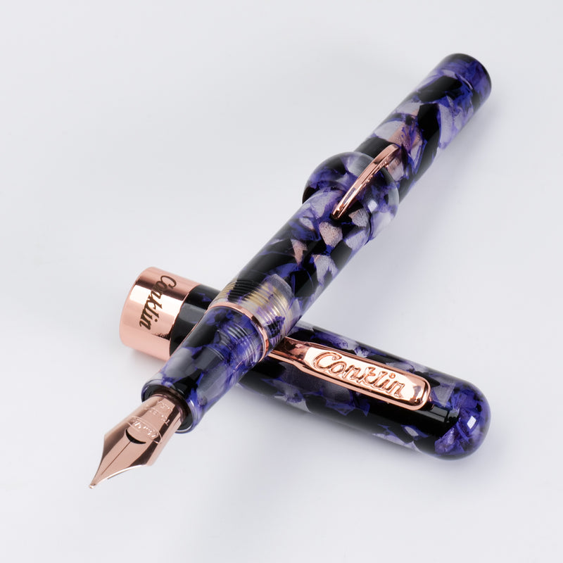 Conklin Mark Twain Crescent Filler Fountain Pen Purple Fusion w/ Rosegold Trim w/JoWo Nib