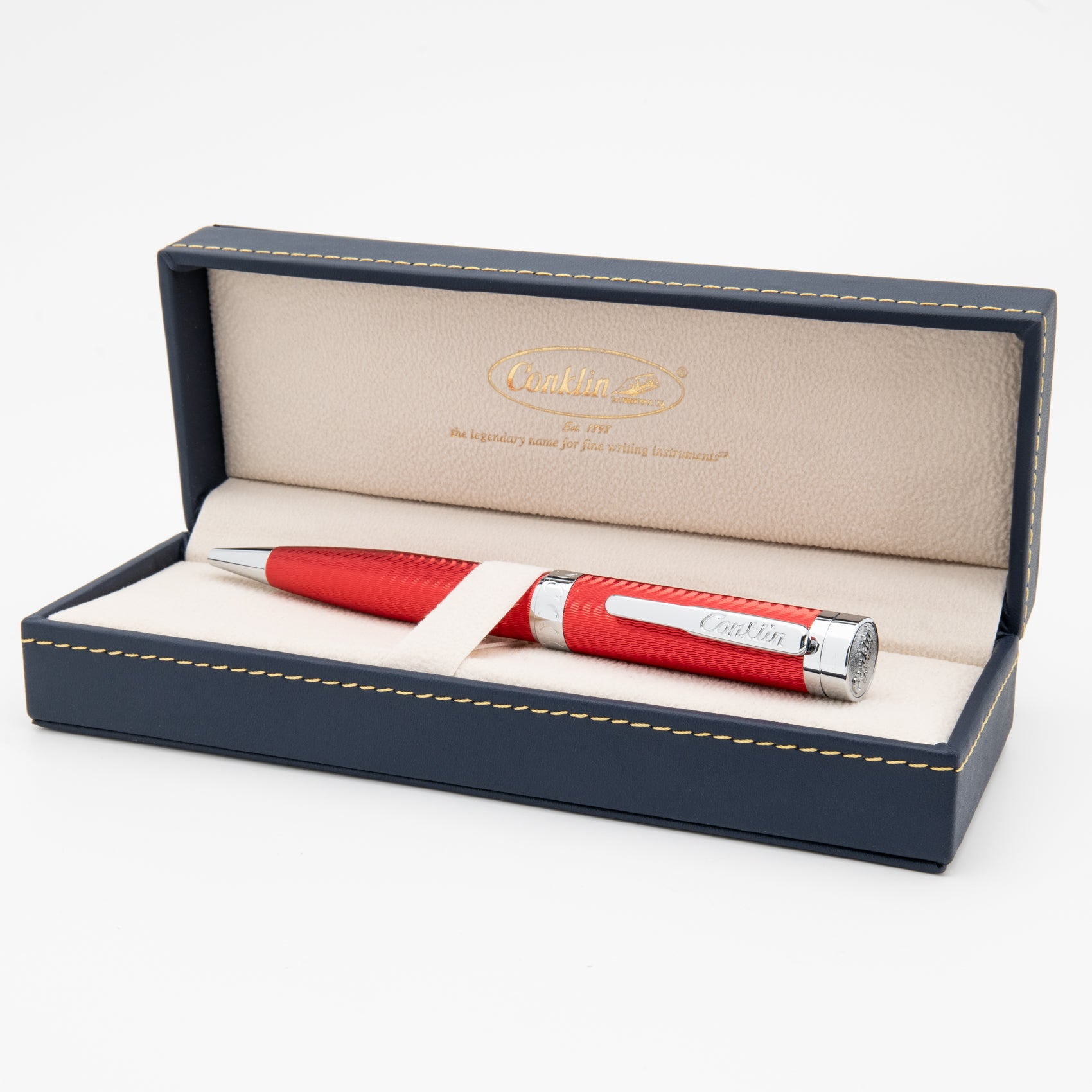 Conkline Conklin® Herringbone Signature Red Ballpoint Pen | Conklin Pens