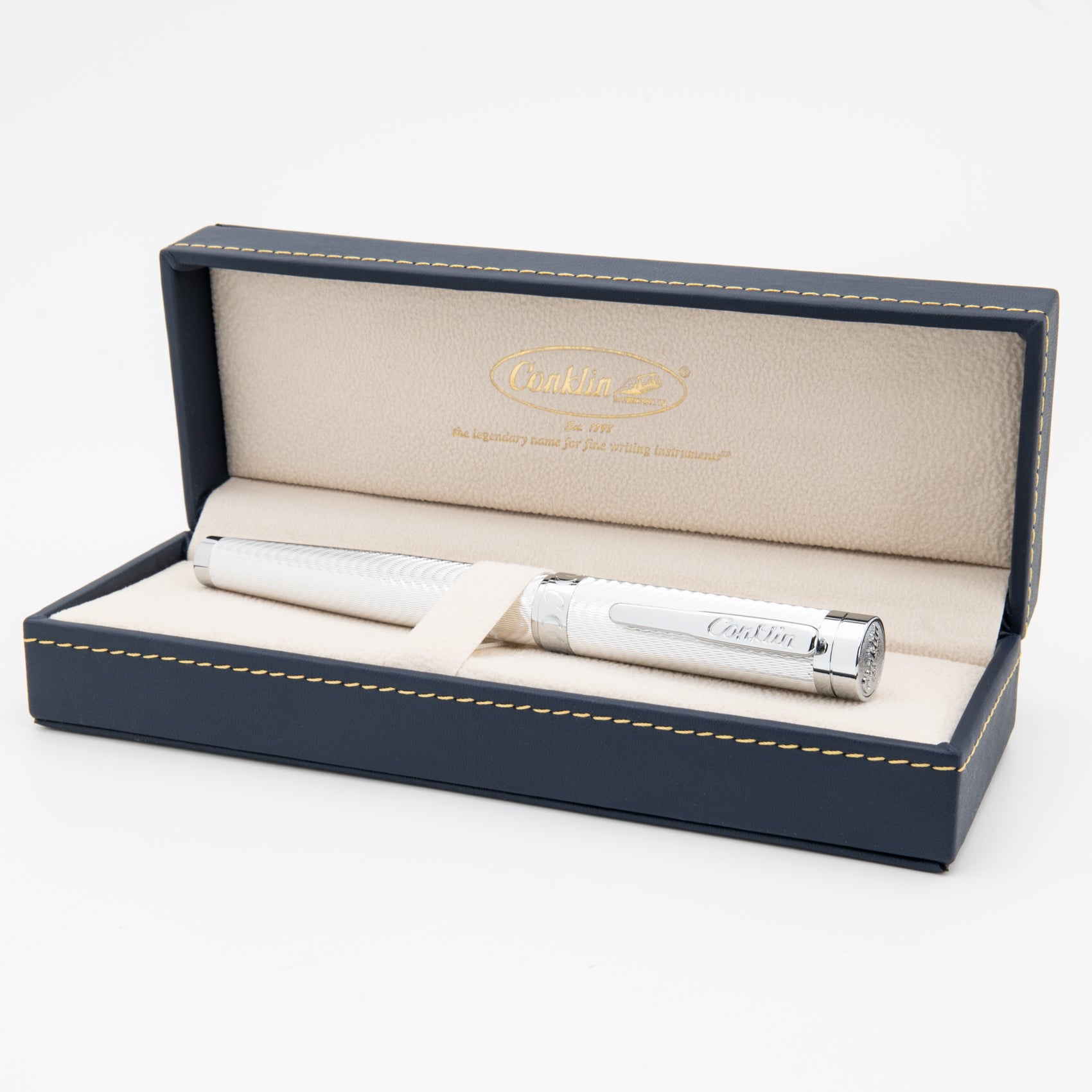 Conklin® Herringbone Signature Silver Rollerball Pen