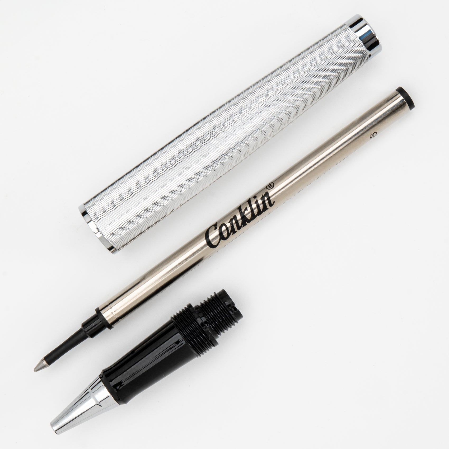Conklin® Herringbone Signature Silver Rollerball Pen | Conklin Pens