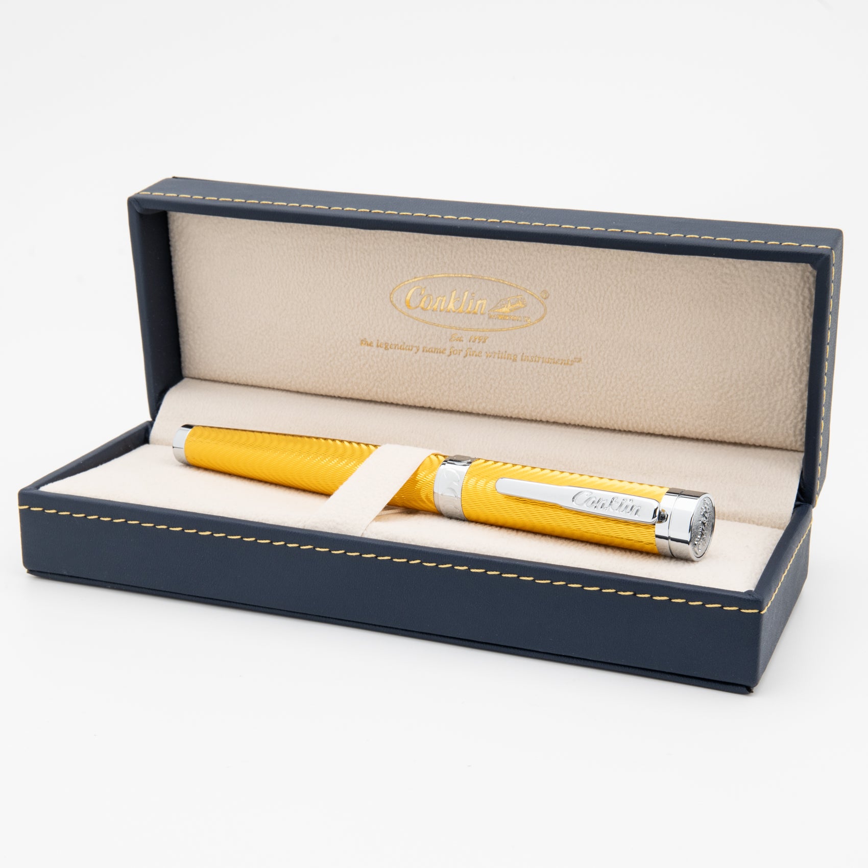 Conklin® Herringbone Signature Yellow Rollerball Pen